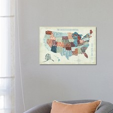 iCanvas "USA Modern Blue " by Michael Mullan Canvas Print Multi 18x26x1.5