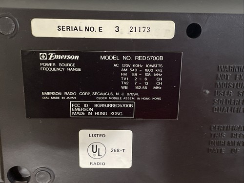 VTG Emerson Electric Clock Radio RED5700B AM/FM Alarm Weather TV Tested Working - Picture 12 of 14