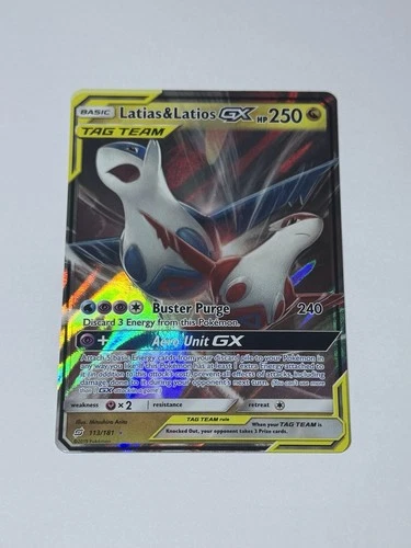 Latias & Latios GX ULTRA RARE SM Tag Team Up 113/181 Pokemon Sun And Moon M/NM