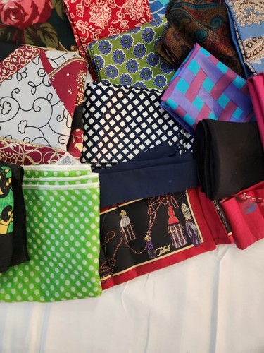 Vintage Lot of 25 Scarves, Silk Belt & 1 Bonnet Mixed Christian Dior, Talbots - Picture 4 of 24