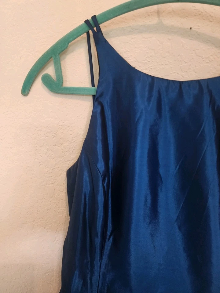 Vestido de tirantes azul verdoso de colección ROBERTA de los 90 con tafetán negro talla 5/6 ~ caprichoso~ Foto 4 de 4