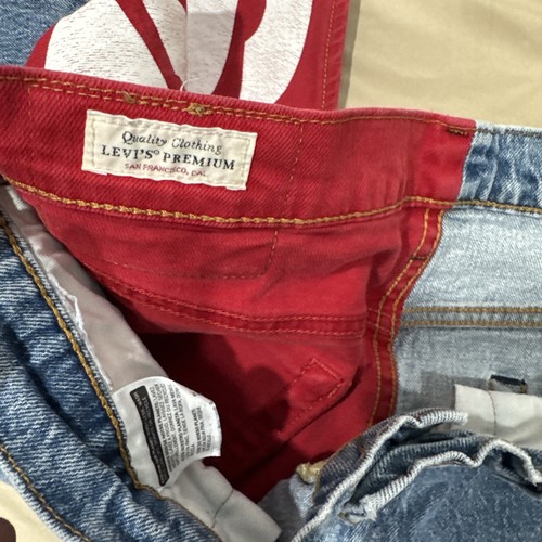Jeans Levi’s 541 rosso blu colorblock Spellout Levis sulla gamba uomo 32x30 LVC raro - Foto 3 di 9