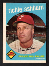 1959 Topps Baseball Card #300 Richie Ashburn HOF Philadelphia Phillies VG-EX ei
