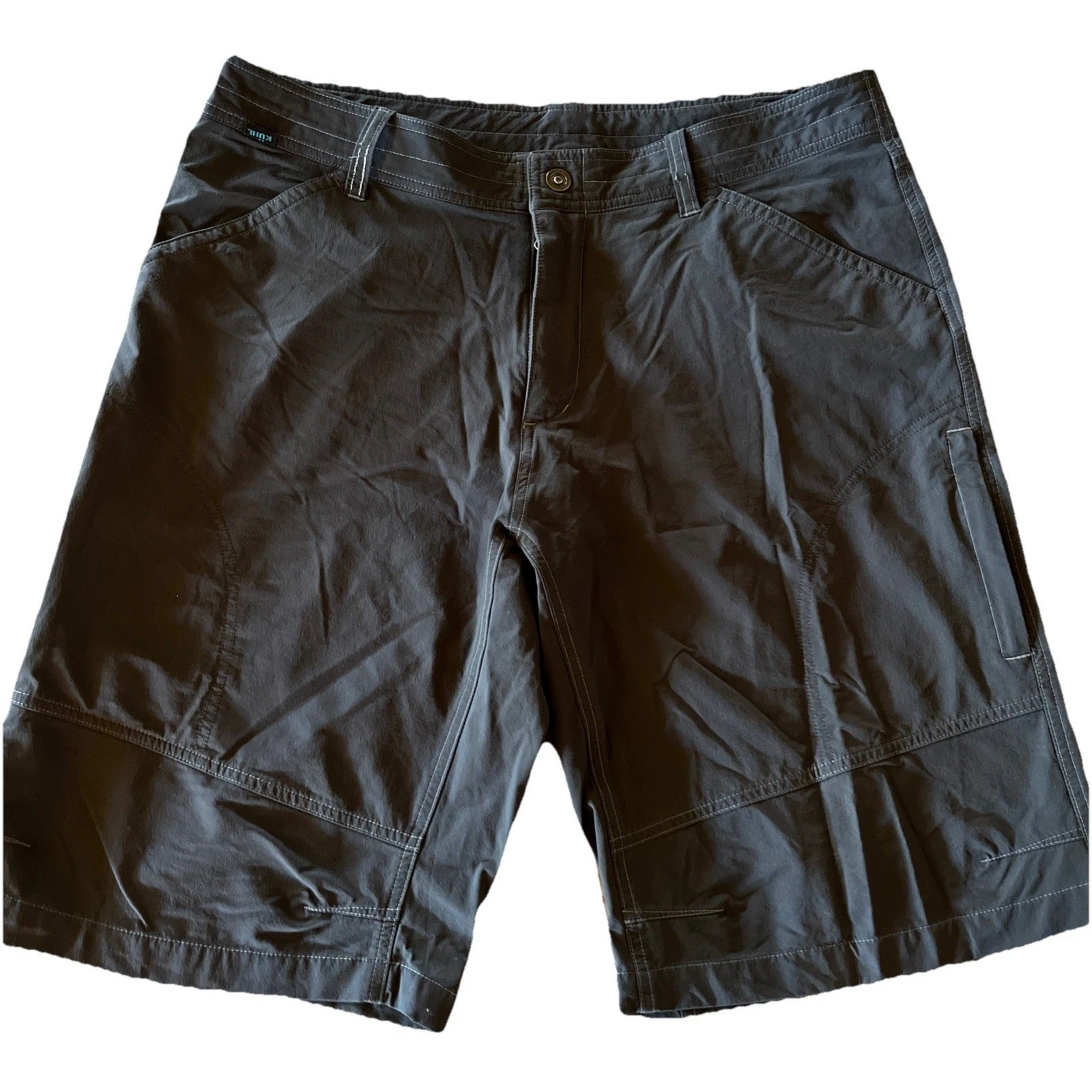 Kuhl Cargo Shorts Lightweight Quick Dry Snap Pockets Outdoors Gray Men’s Size 38