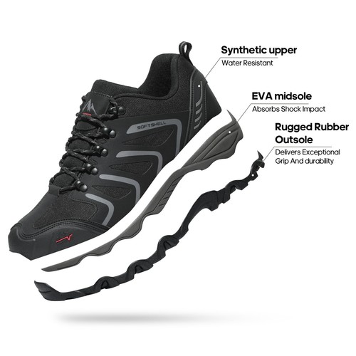 Men's Low Top Waterproof Hiking Shoes Lightweight Trekking Trails Outdoor Wor... - Picture 4 of 8