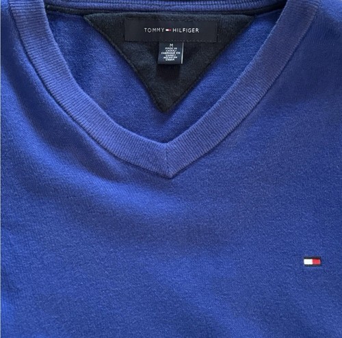 Men’s Medium Tommy Hilfiger Blue V-Neck Sweater - Picture 3 of 3