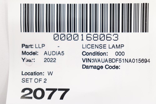 2018 - 2025 AUDI A5 LEFT LICENSE PLATE LIGHT LAMP SET OF 2 OEM 8W6943021A - Foto 10 di 10