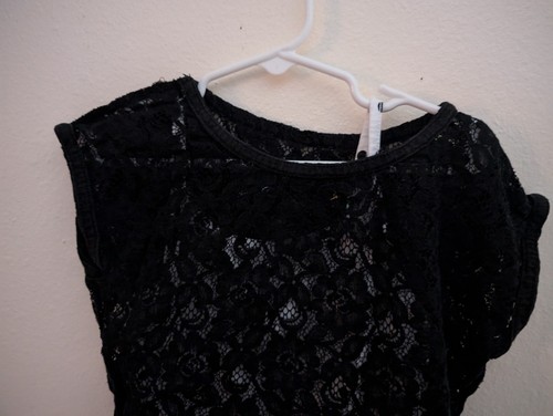 Faded Glory kids girls size (6-6x) black & white polka dot top that detaches - Picture 3 of 7