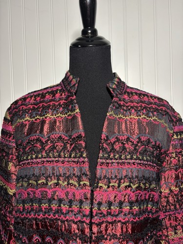Chico’s 2 Sensational Stitch Edna Jacket Pink Embroidered Womens Size Large - Picture 3 of 22