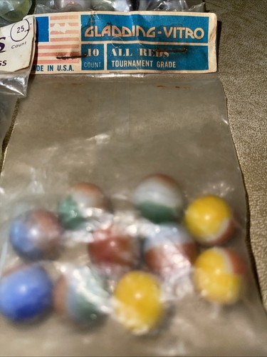 Vintage glass marbles Gladding Cat Eyes King Gladding Vitro Bags original USA - Picture 2 of 9