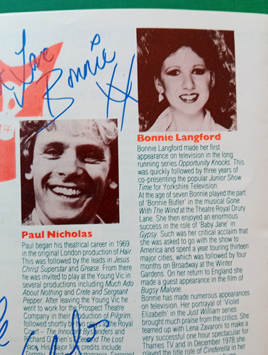 PAUL NICHOLAS BONNIE LANGFORD MICHAEL BALL VICTOR SPINETTI Signed Programme - Picture 7 of 10