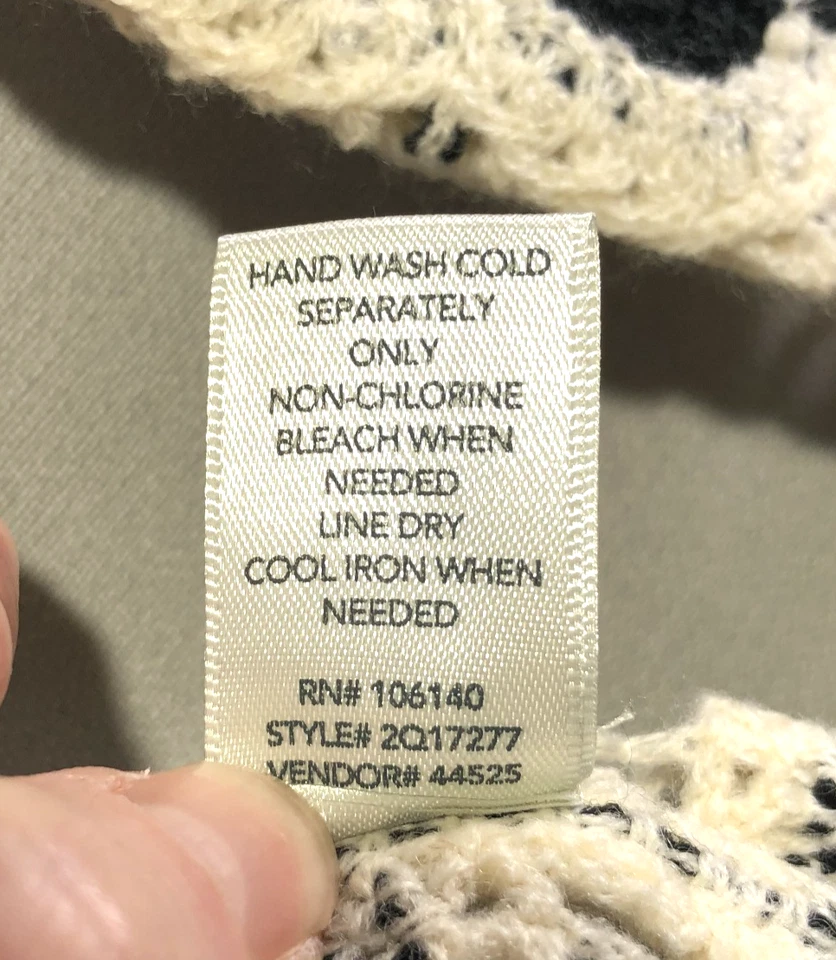 BKE крючком свитер женщин XL черный и кремовый цветы богемное - Изображение 4 из 4