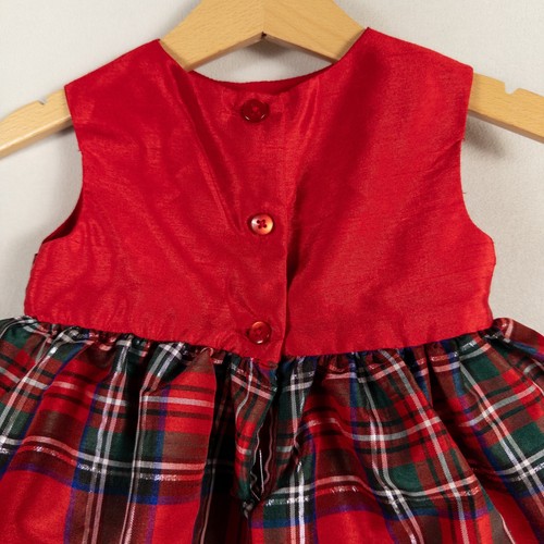 Laura Ashley London Dress Girls 12M Red Plaid Bow Sleeveless Holiday Christmas - Picture 4 of 7