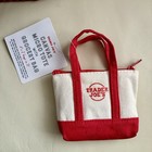 Trader Joe's Micro Tote Bag Canvas Grocery Bag Red CHRISTMAS LIMITED