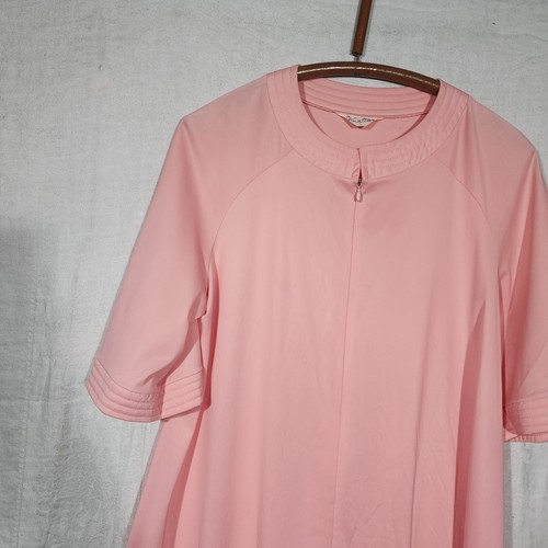 vintage VANITY FAIR sz L womens half zip long robe housecoat coral pink - Picture 3 of 9