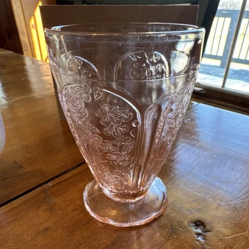 Pink Depression Glass Cherry Blossom tumbler