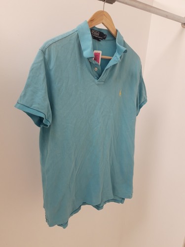 POLO RALPH LAUREN Men's Size UK Large Light Blue Button Up Polo Shirt PRE-LOVED - Picture 5 of 9