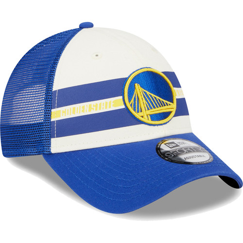 Men's New Era Golden State Warriors Royal Stripes 9FORTY Trucker Snapback Hat - Picture 3 of 6
