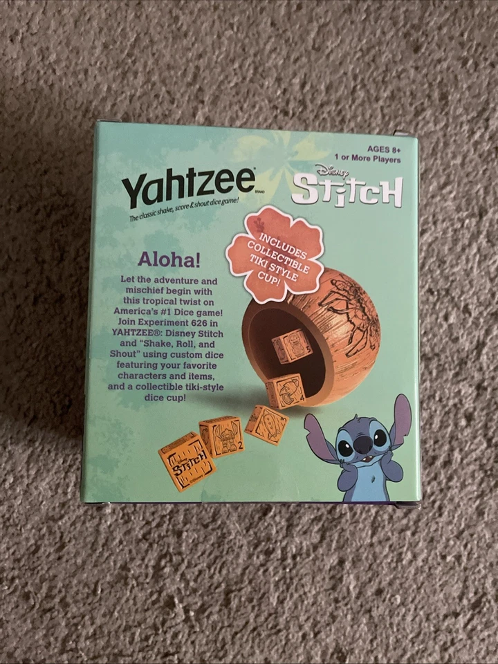 HASBRO DISNEY STITCH YAHTZEE DICE GAME W/ COLLECTIBLE TIKI STYLE CUP (NEW) - Image 3 of 4