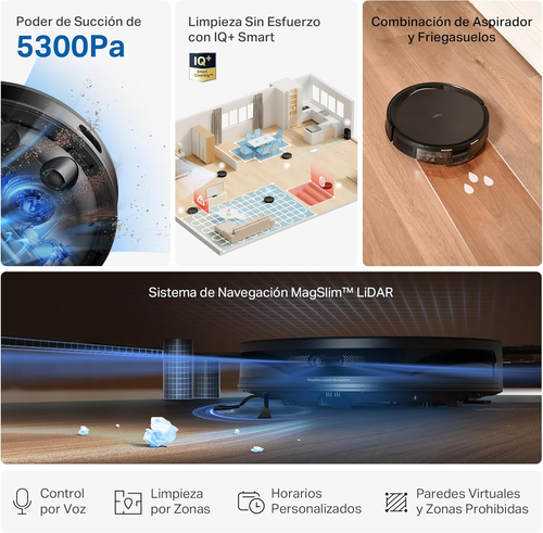 Tapo RV20 MAX plus – Robot Aspirador Y Friegasuelos 4 En 1, Succión De 5300 Pa, - Imagen 3 de 11