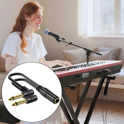Professional 6.35mm Y Splitter Cord 6.35mm Stereo Sound Connection Cable
