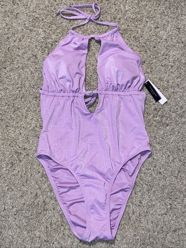Victoria's Secret Sexy One-Piece Swimsuit Monokini Lilac Ice Queen Metallic L