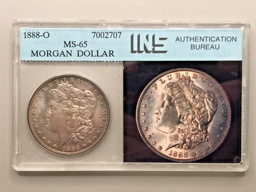 1888-O Morgan Silver Dollar Old Blue Slab BU-GEM Condition Toning c. 1988