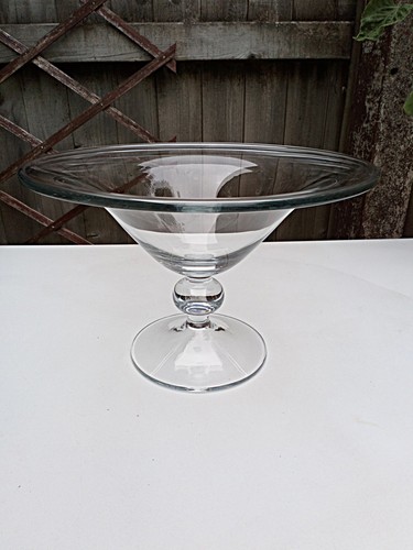 Large Heavy Pedestal Footed Clear Glass Compote Bowl Centerpiece