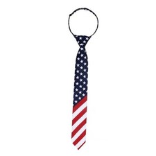 Boys Black Tie Pre-tied Adjustable Kids Solid Z03-usa Flag Stars and Stripes