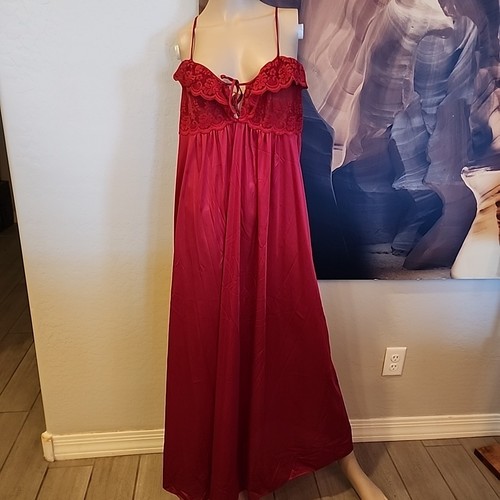 Vintage Maidenform Negligee Dessous M rot Maxi Nachtwäsche Negligee Pj Slip Nylon - Bild 1 von 8