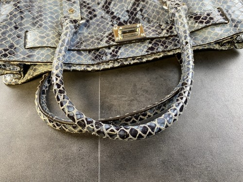 Michael Kors Handtasche Hamilton Blau Leder Schlangenmuster - Schloss fehlt - Bild 11 von 17