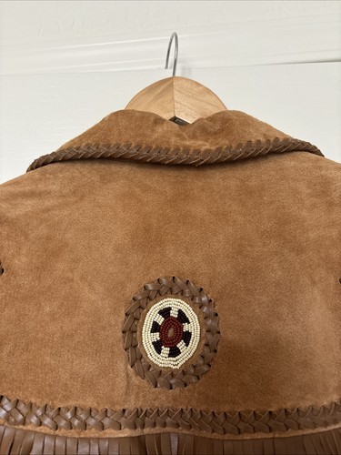 Scully Bead Trimmed Boar Suede Leather Concho Fringe Coat Size 42 - Picture 14 of 23