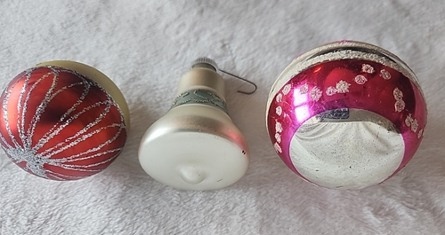 Vintage Weihnachtsschmuck 3er Set Merkur Glaskugeln & Glocke USA W Germany Polen - Bild 3 von 14