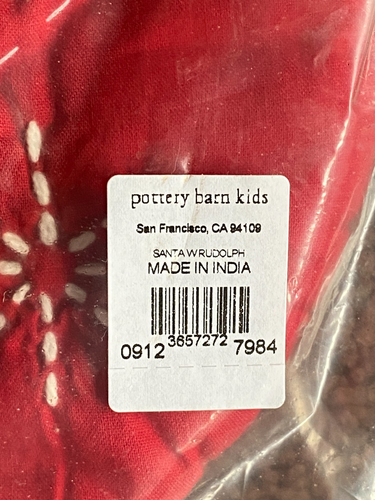 5 New Rudolph The Red Nosed Reindeer Christmas Quilted Stockings Pottery Barn NW - Picture 6 of 6