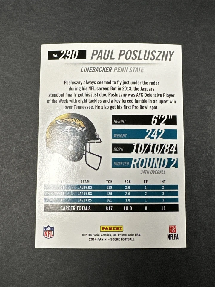 2014 Score Hot 100 Paul Posluszny #290 Jacksonville Jaguars - Image 3 of 3