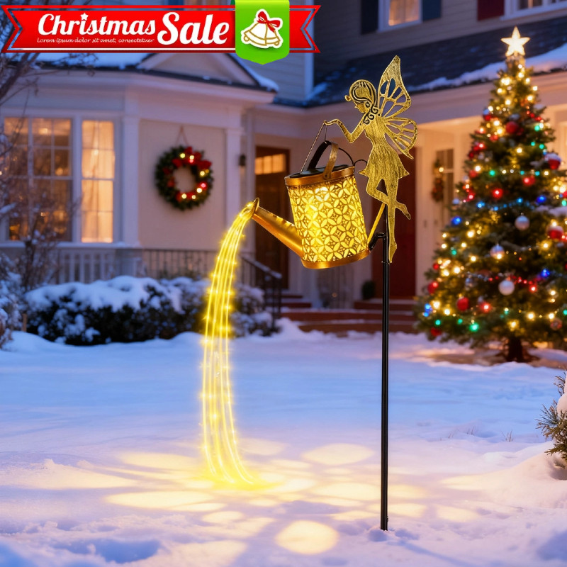 Solar Watering Can Light Fairy Garden Outdoor Kettle Fairy Yard Christmas decor⭐