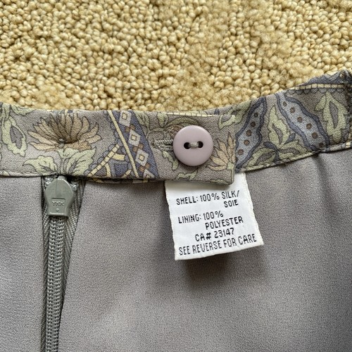 Maxi gonna Talbots taglia 10 Petite blu grigio tortora paisley 100% seta vintage - Foto 6 di 8
