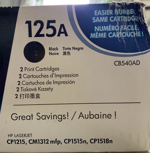 New HP CB540AD 125A Black Dual-Pack Toner Cartridge For LaserJet CP1215 Black - Picture 5 of 6