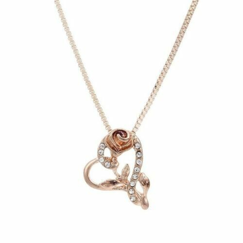 Rose Flower Heart Pendant Necklace Gift for Mom Wife Jewelry birthday - Picture 8 of 14