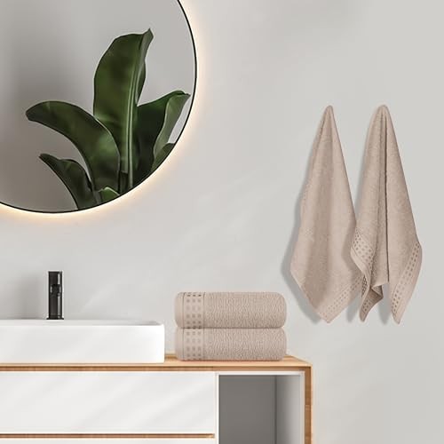 Ultra Soft Cotton 6 -Piece Hand Towel Set 16x24 Hand Towel - Set of 6 Tan - Picture 5 of 7