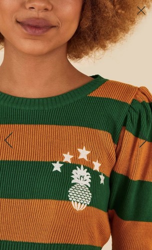 Farm Rio Brazil Cropped Knit Sweater Size Medium Pineapple - Picture 3 of 14