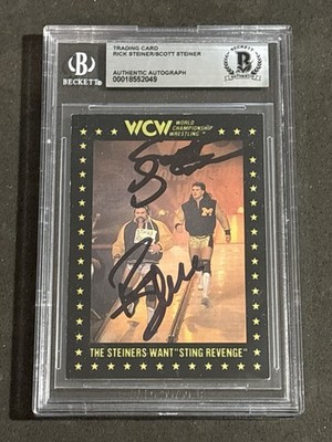 THE STEINER BROTHERS 1991 CHAMPIONSHIP WCW SIGNED AUTOGRAPHED CARD BAS AUTHENTIC
