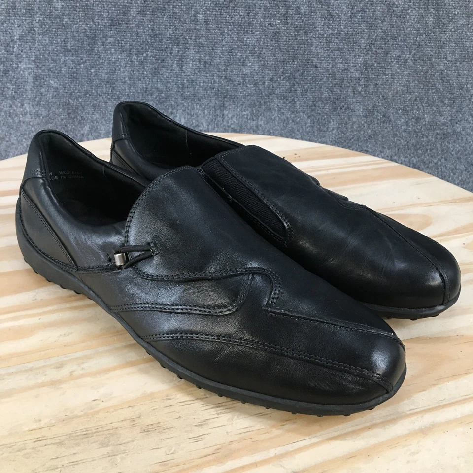 Zapatos para caminar con cunas para mujer 10 W Cassie mocasines sin cordones planos de cuero negro Foto 3 de 4