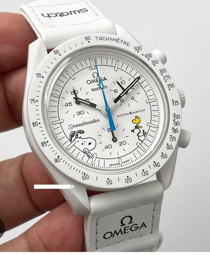 Omega x Swatch Snoopy Moonswatch Mission to the Moonphase White Rare Mod