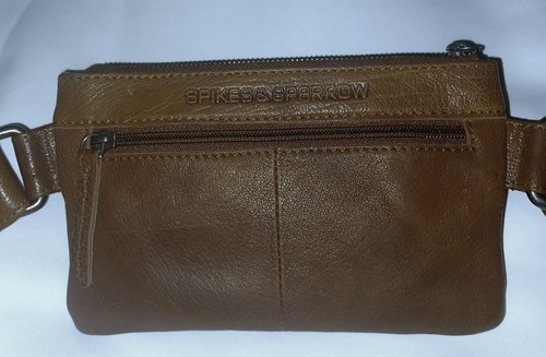 SPIKES & SPARROW Brown Leather Front Zip Adjustable Waist Bag Very Nice & Clean! - Picture 3 of 11