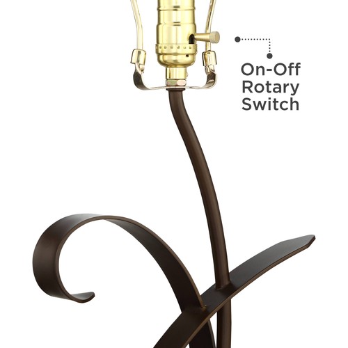 Teri Rustic Farmhouse Table Lamp 27" Tall Brown Scroll Metal USB Dimmer Cord - Picture 10 of 10