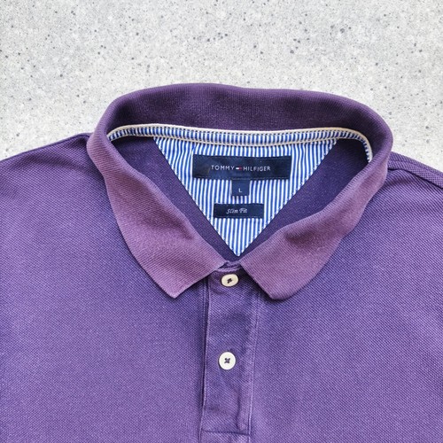 Tommy Hilfiger Polo Shirt Top Purple Mens Size Large - Picture 3 of 11