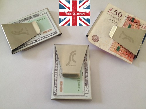 Stainless Steel Metal Silver Money Cash Note Thin Holder Clip Gift Wallet NEW - Picture 3 of 6