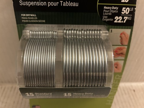 Hillman 30 Piece Picture Hangers For Drywall Standard/Heavy Duty Sizes 121045 - Bild 3 von 14