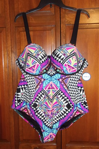 Swimsuits for All 1 Pc Multi-Color Swimsuit Adj Straps- Plus Sz 22 - NEW/TAG